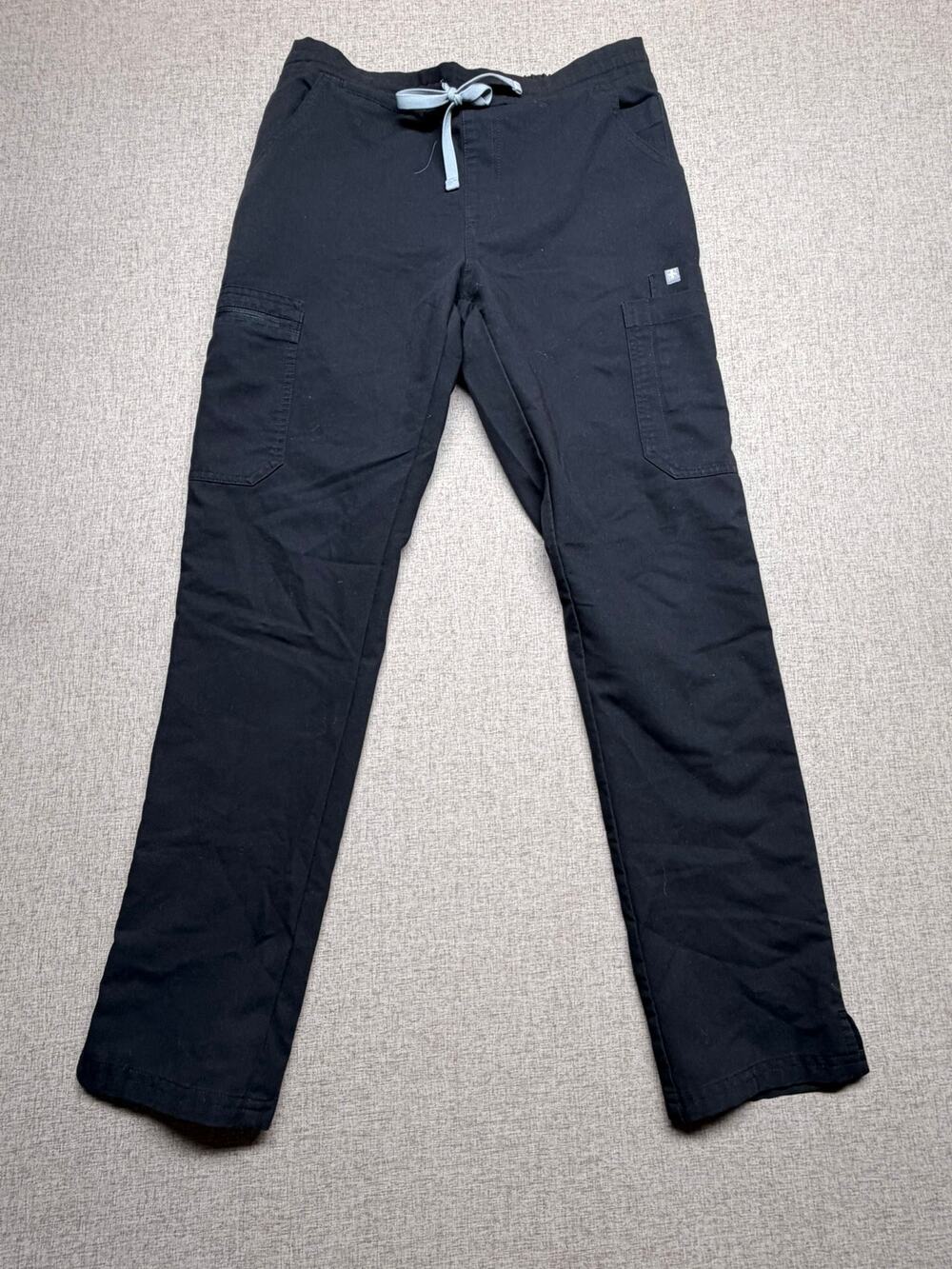FIGS Technical Collection Black Slim Cargo Scrub Pants Size S Drawstring